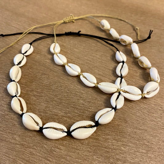 Real Cowrie Shell Necklace | Adjustable String | Puka Shell