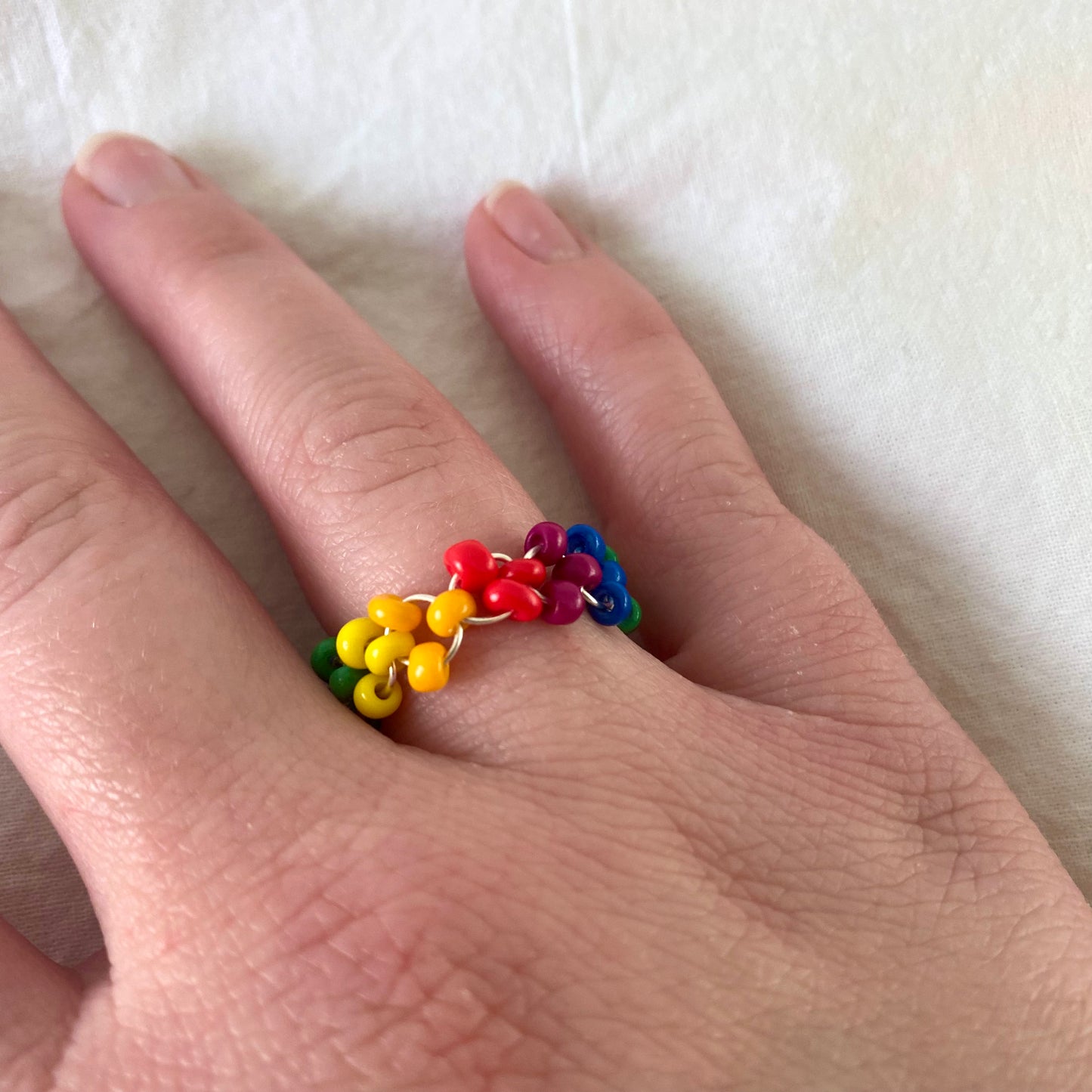 Rainbow Wire Bead Rings